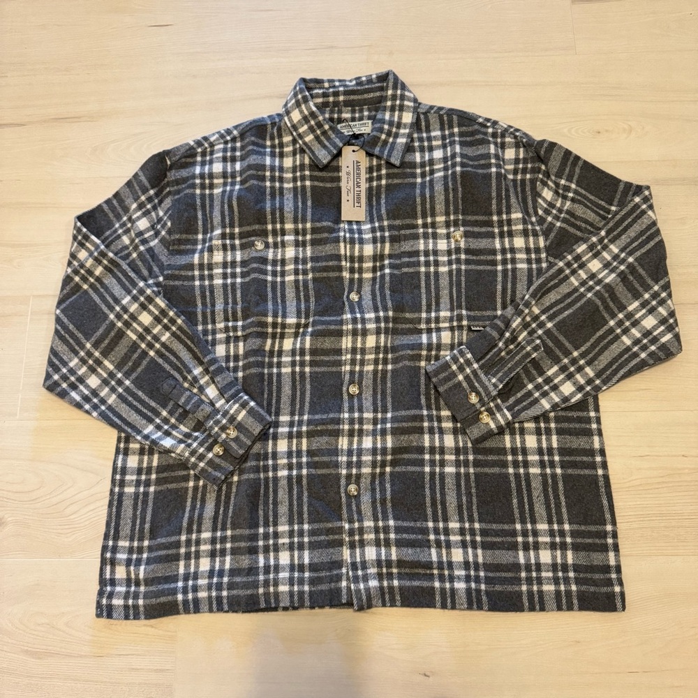 American Thrift Mens Plaid Button Down Shirt 2XL